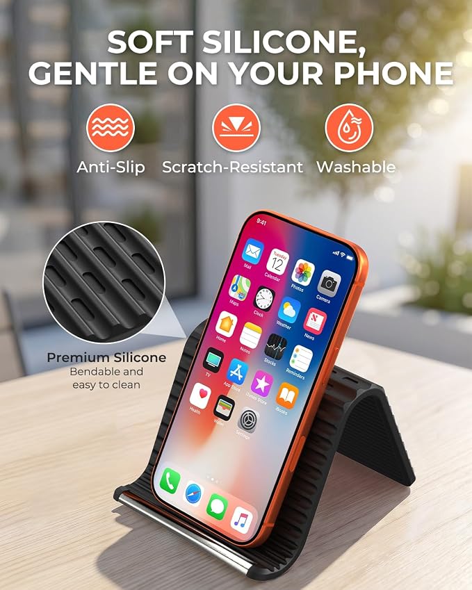 2026 Airplane Phone Holder, Flexible Silicone Portable Phone Stand | Foldable for Desk Bed Office, Travel Essentials Hands Free Mount for iPhone Tablet Laptop,Anti-Slip & Scratch-Resistant - Image 5