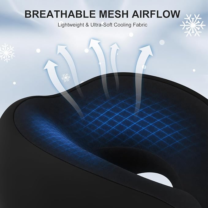 Ergonomic Travel Pillow,100% Memory Foam Travel Neck Pillow for Airplanes | 360° Neck & Chin Support Airplane Pillow For Long Flights,Airplane Travel Essentials With 3d Eye Mask, Earplugs,Carry Case - Image 4