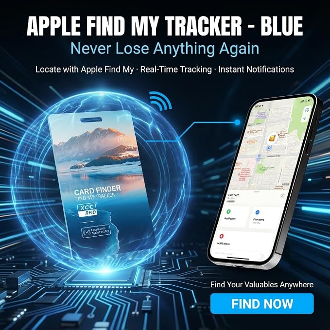 Wallet Tracker Card, IP68 Water Proof Tracking Card for Luggage Tags, Rechargeable Thin GPS Smart Finder for Luggage Tag,Passports and More Phone Finder(iOS Only) (Blue) - Image 4