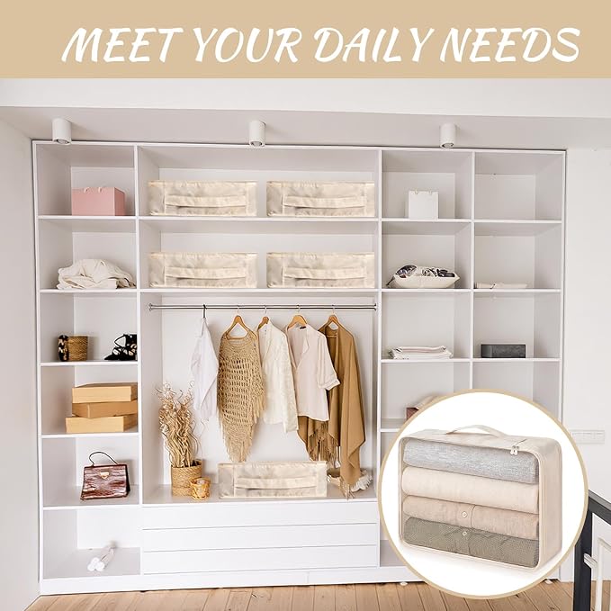 Silkfly 8 Pcs XL Packing Cube for Travel Luggage,Simple,Beige | 17.7 x 13 x 4.7, Same Size, Beige Suitcase Storage Organizer Set, Reusable Mesh Clothes Cube for Hiking Camp Family Accessory - Image 7