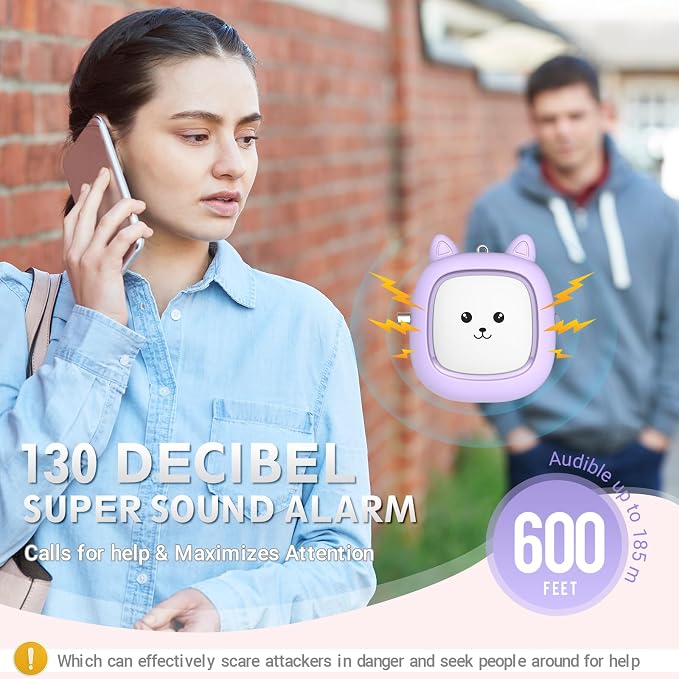 Safe Sound Personal Alarm, 130 dB Loud Siren Song Emergency Security Alarm Keychain with LED Light, Personal Sound Safety Siren for Women, Men, Children, Elderly(Purple) - Image 2