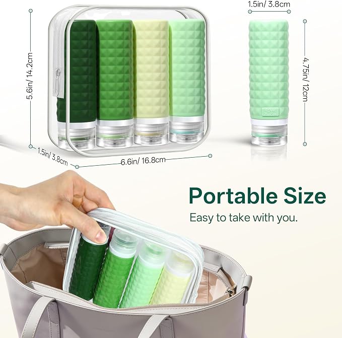 Travel Bottles for Toiletries, TSA Approved Travel Size Containers, Leak Proof Silicone Shampoo Bottles, Small Toiletry Containers with Clear Bag for Shampoo Conditioner Lotion - Image 3
