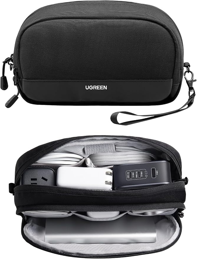 UGREEN Electronics Organizer Travel Case Bag Multifunctional Organizer Carrying Case for Cables, Cord, SD Card, Earbuds, Charger, USB Adapter, Electronic Accessories Medium Size by UGREEN