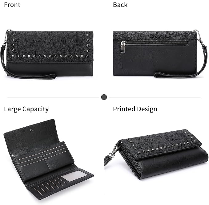 Wallets for Women Trifold Wristlet Wallets Large Capacity RFID Blocking Ladies Purse Credit Card Holder - Image 5