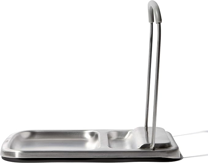 OXO Good Grips Stainless Steel Spoon Rest with Lid Holder | Holds Multiple Utensils & Pot Lids While Cooking, Folds Flat for Storage, Ideal for Stovetop and Countertop Organization by Unknown
