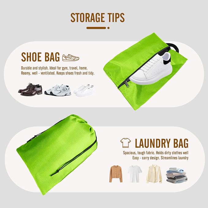 8 Set Compression Packing Cubes for Travel, Expandable Luggage Organizer with Shoe Bag & Laundry Bag - Lightweight Suitcase & Backpack Travel Essentials (Green) - Image 5