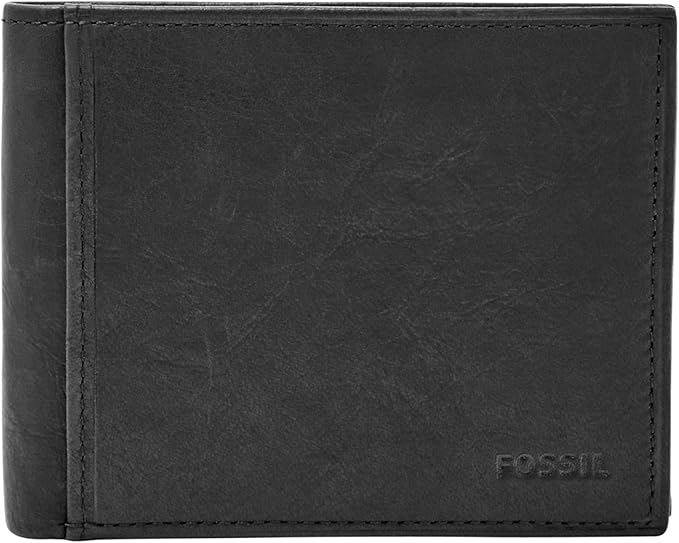 Fossil Men's Wallet, Ingram Leather RFID-Blocking Bifold Wallet with Flip ID, Black by FossilWatches