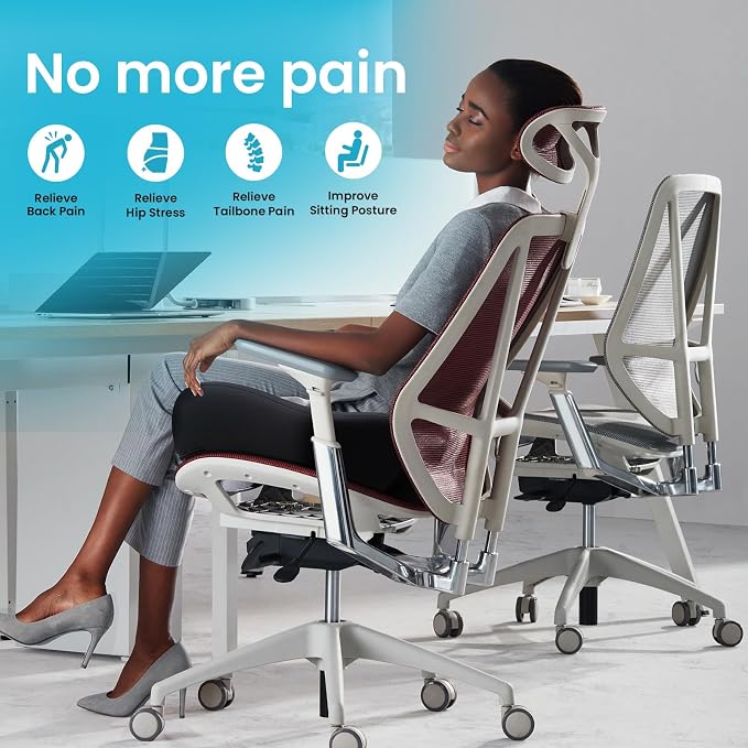 Benazcap Memory Foam Seat Cushion, Ergonomic Office Chair Cushion M | Memory foam cushion relieves pressure and supports tailbone comfort for office chairs, cars, wheelchairs and home use. - Image 4