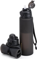 TakeToday Collapsible Water Bottles 32oz, Foldable Travel Water Bottle, BPA Free, Silicone Water Bottle Leakproof for Hiking, International Travel, Outdoors by TAKETODAY
