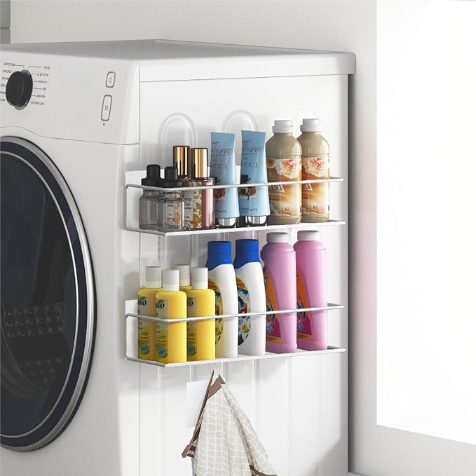 Magnetic Spice Rack For Refrigerator, Space Saving Magnetic Shelf For Fridge White 4 Pack With Magnetic Paper Towel Holder - Image 3