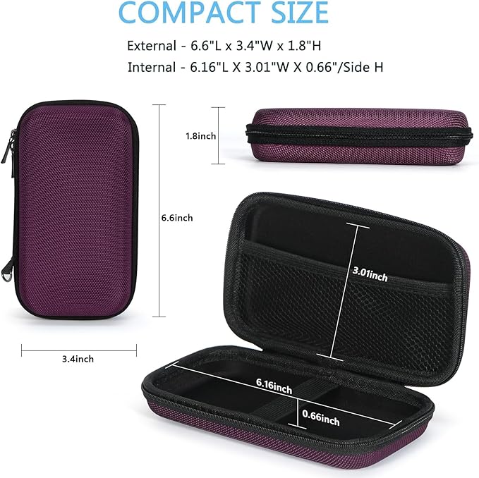 Portable Small Travel Bag, Hard EVA Protective Electronic Case | Mesh Inner Pocket, Fits Power Bank, Charger, Earbuds, Cell Phone, Battery, Zipper Enclosure, Storage - Image 2