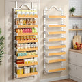 8-Tier Pantry Door Organizer, Over the Door Pantry Organizer with Wooden Adjustable Baskets, 2 IN 1 Spice Rack Wall Mount or Door Organizer, Door Spice Rack for Pantry（72.6×17.1×5.1in,White) by FREEXPLOYER