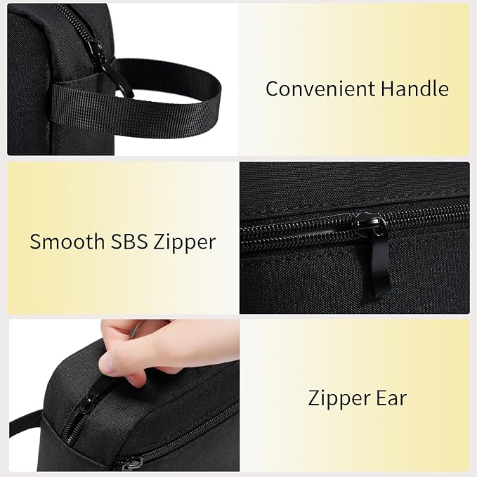 Travel Toiletry Bag for Men & Women, Hanging Cosmetic Organizer | Water-Resistant Fabric, Sturdy Handle, Lightweight Dopp Kit – Bathroom Toiletries, Makeup, Shaving, Grooming & Accessories - Image 6