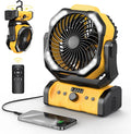 Portable Rechargeable Camping Fan 20000mAh Cordless Battery Powered Fans | Yellow by Unknown