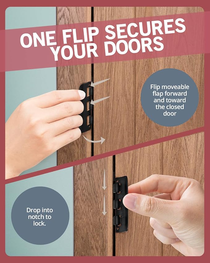 Jack N’ Drill Flip Action Door Lock (6 Pack)- Reversible Privacy Door Locks with Anti Lockout Screw for Child Proofing and Home Defense, Easy to Install and Durable Lock for Interior Swing-in Doors - Image 5
