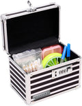 Vaultz Locking Medicine Box with Combination Lock - Secure Metal Lock Box Safe for Medication, Pills & Valuables, Small Lockbox with Code, Portable Storage Case, Striped | Metal lock box, storage case for medication and small valuables, 3-digit combina... by Vaultz
