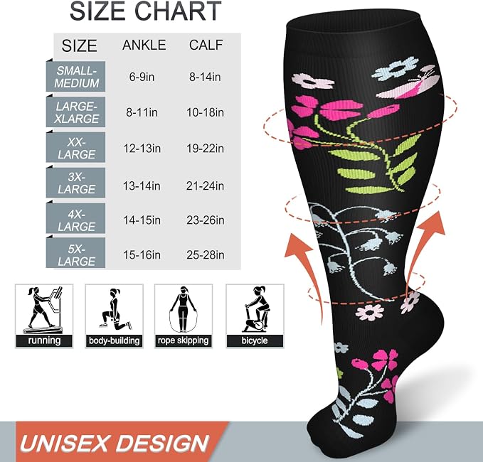 Diu Life 3 Pairs Plus Size Compression Socks for Women and Men Wide Calf Extra Knee High Support for Circulation - Image 6