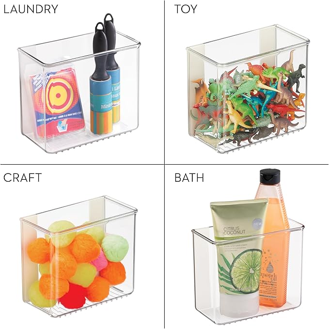 iDesign Adhesive Organizer Bin, Set of 4, Clear | Damage-Free Hanging, For Kitchen, Bathroom, or Office - Image 5