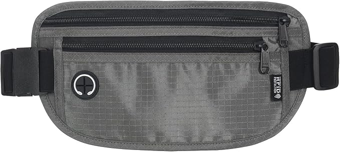 Slim Money Belt for Travel - Anti-Theft Hidden Passport Holder Waist Wallet with Secure Pouch for Cash, Credit Cards (Small Grey) by Arouselove