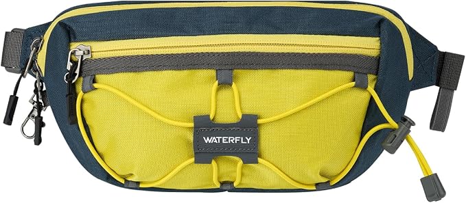 WATERFLY Small Fanny Pack RFID Blocking Travel Hiking Crossbody Waist Bag | Anti-theft design, Water resistant, Lockable zipper, Hidden rear pocket, Lightweight hip belt bag, EDC Running, Cycling, Gym by Waterfly