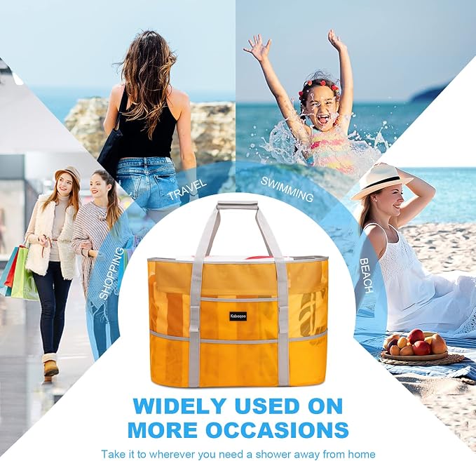 KABAQOO Mesh Beach Bag, Extra Large Beach Bags with 9 Pockets & Zipper Waterproof Lightweight Beach Tote for Beach/Pool Trip - Image 7