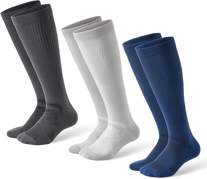 Compression Socks for Women and Men,Mild Support(3 Pairs) Unisex | Knee High,Graduated Compression,L/R Foot Labels,Breathable Fabric,Best for Flying/Nurses/Travel/Cycling/Pregnancy/Daily Wear by musesox