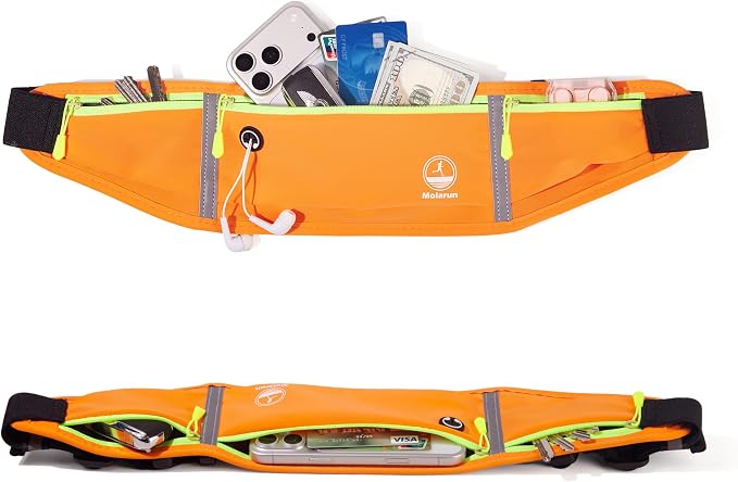 Running Belt Slim Fanny Pack Jogging Pouch Phone Holder Waist Pack - Orange - Image 5