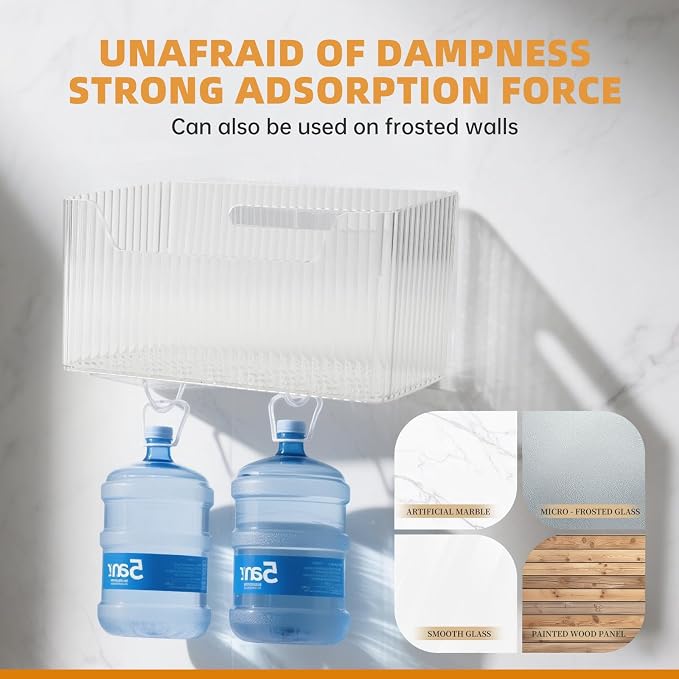 "Set of 3 Shower Caddy & Cabinet Door Organizer - Wall Mounted Shower Shelves with Adhesive, Stackable Plastic Shower Organizer, Clear Bathroom Organizers for Kitchen, Pantry (BPA Free, Large)" - Image 7