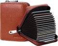 Linno RFID 20 Slots Credit Card Holder Genuine Leather Small Wallet for Women or Men with Zipper by Linno
