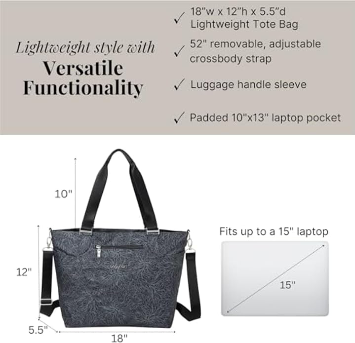 Baggallini Avenue Tote - 12x18 Laptop Tote Bag for Women - Lightweight Work Travel Carry On Bag - Image 6