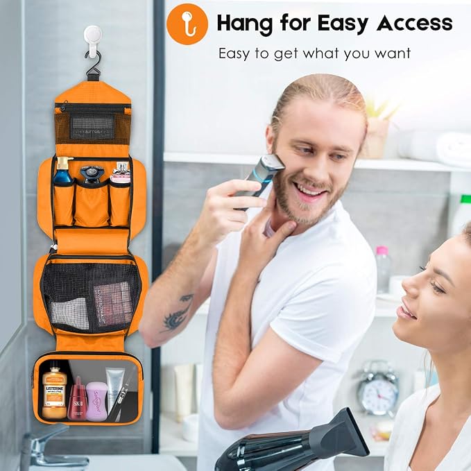 Travel Toiletry Bag for Women, Dopp Kit for Men, Waterproof Makeup Bag Shaving Bag with Hanging Hook, Portable Toiletry Organizer for Traveling and Camping - Image 4