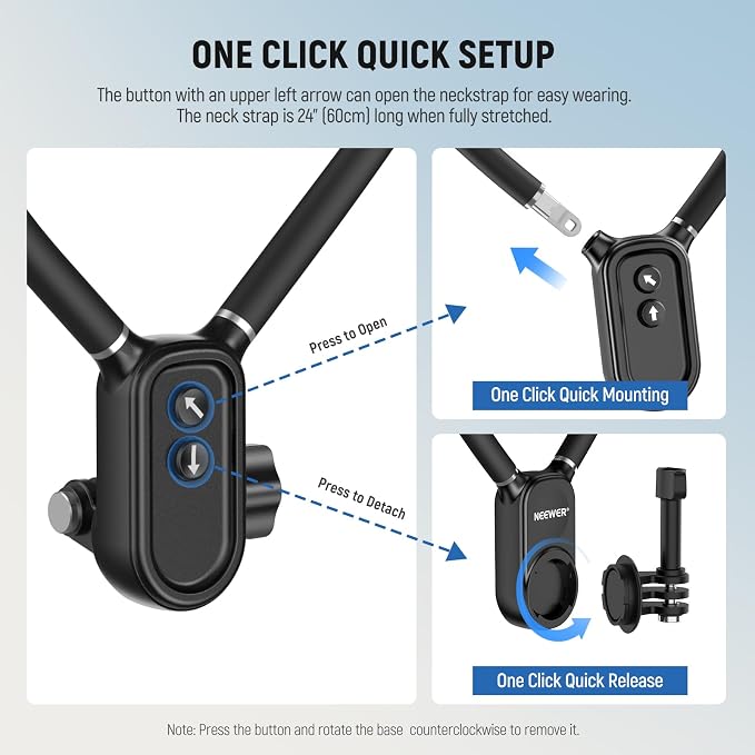 NEEWER Magnetic Neck Holder for Action Camera & Phone, Hands Free Neck Mount with Chest Strap Compatible with GoPro DJI Insta360 iPhone, Phone Holder for POV Vlog Video Recording, GP26 - Image 4