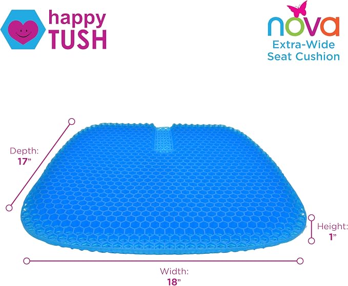 NOVA Happy Tush Extra Wide Gel Cell Seat Cushion, Double-Layer Pressure-Relief Gel, Foldable & Portable, Water-Resistant, Washable Non-Slip Cover, Home, Office & Travel - Image 6