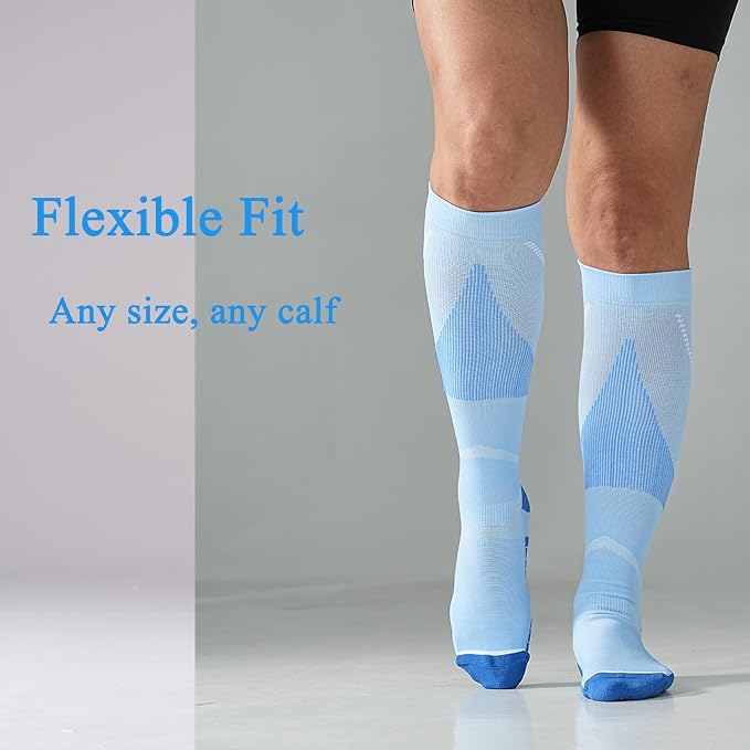 4 Pairs Compression Socks For Women and Men 20-30mmHg Graduated Compression Circulation Support Socks For Travel - Image 3