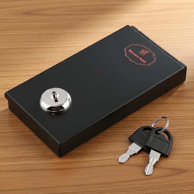 Metal Box for Gambler, Winners Bank Portable Safe with Key, Mini Gambling Lock Box for Cash Money Saving Go Home Gamblers Gifts, Black - Image 6