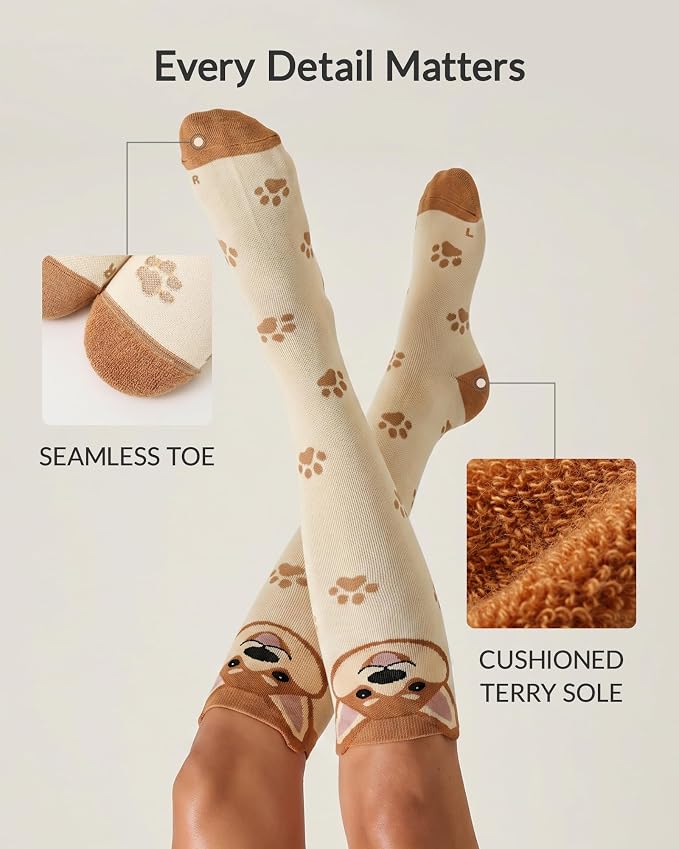 Jeasona Bamboo Viscose Compression Socks for Women 15-20 mmHg 3 Pack Cute Socks for Travel Nurses Pregnancy Daily Wear - Image 6