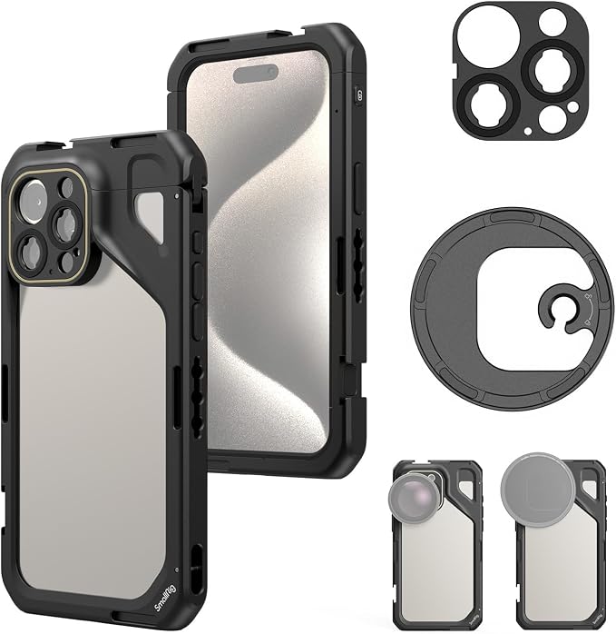 SmallRig for iPhone 15 Pro Max Phone Cage with 67mm Filter Adapter, Upgraded Quick Release Design Phone Video Rig Cage for Videography/Video Recording/YouTube/Live Streaming/Vlog - 4391B by SmallRig