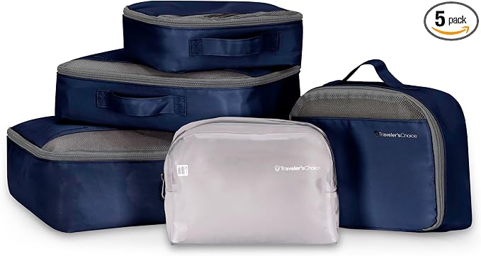 Traveler's Choice Cloverland Packing Cubes, 5-Piece Set, Navy by TravelersChoice