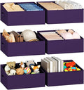 DIMJ Large Closet Shelf Organizer Bins 6 Packs with Handles and Divider, Fabric Trapezoid Storage Baskets, Foldable Clothes Containers Box for Shelf, Towel, Book, Toy, Purse, Hats, Purple by DiMJ