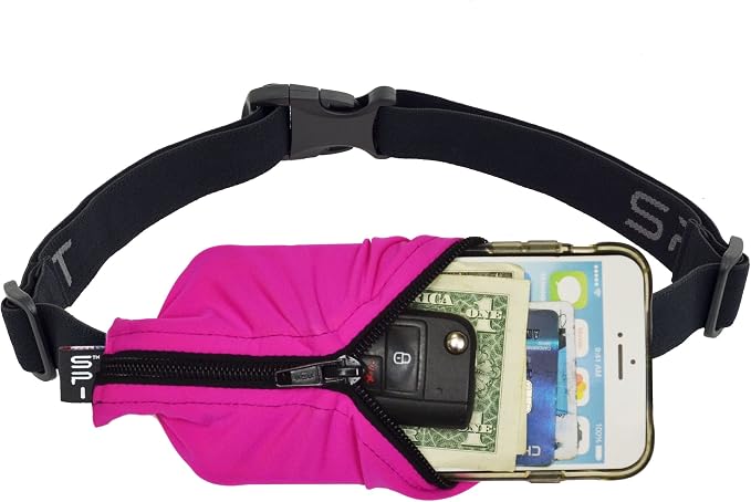 SPIbelt Running Belt Original for Women Men, Phone Holder for Running, Running Fanny Pack, Holder for Phone, Running Waist Pack, Adjustable Waist, [Fits All Phones]. Fuchsia with Black Zipper by SPIbelt