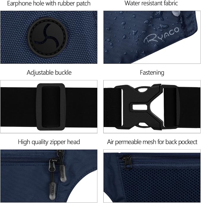 Ryaco Money Belt, Slim Passport Holder RFID Blocking Hidden Wallet Travel Essentials Pouch for Women Men With Adjustable Strap Waist Bag to Protect Cash, Credit Cards and Documents - Image 3