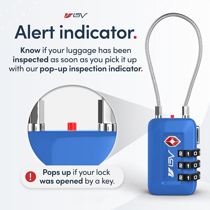 TSA Accepted Luggage Travel Lock, Set-Your-Own Combination Lock for School Gym Locker, Luggage Suitcase Baggage Locks, Filing Cabinets, Toolbox, Case (Blue, 1 Pack) - Image 5