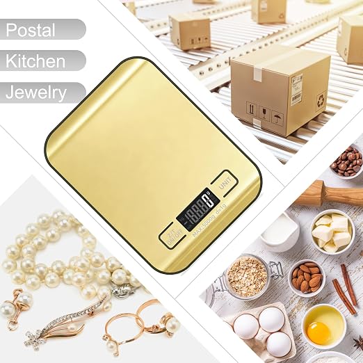 Digital Shipping Scale,Stainless Steel Panel, Accurate Portable Postal Scale for Packages, Small Business,Kitchen, Food, Handmade, Liquids, and Boutique (Mirror Gold Battery(5kg/1g)) - Image 5