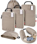 BAGSMART Compression Packing Cubes with Fillable Neck Pillow for Clothes | 1 Wearable Neck Pillow & 5 Travel Bags to Avoid Baggage Fees, Durable, Tear Resistant Washable Taslan Fabric with Card Slots by BAGSMART