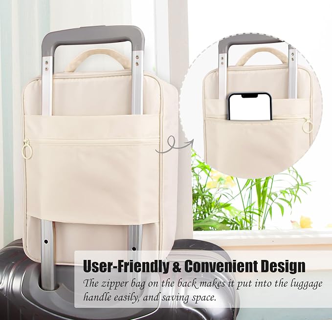Travel Shoe Bag Waterproof Shoe Organizer Bag Holds 3 Pair of Shoes Shoe Packing Cube for Suitcase Travel and Daily Use Storage Pouch with Handle (Beige) - Image 4