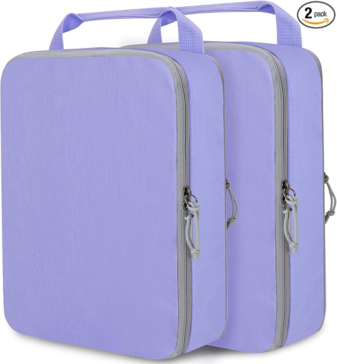 Compression Packing Cubes for Travel Suitcase Organizer Bags, Purple, L | Expandable Travel Cubes for Packing Luggage Organizer Bags Compression Bags for Travel Essentials by CALACH