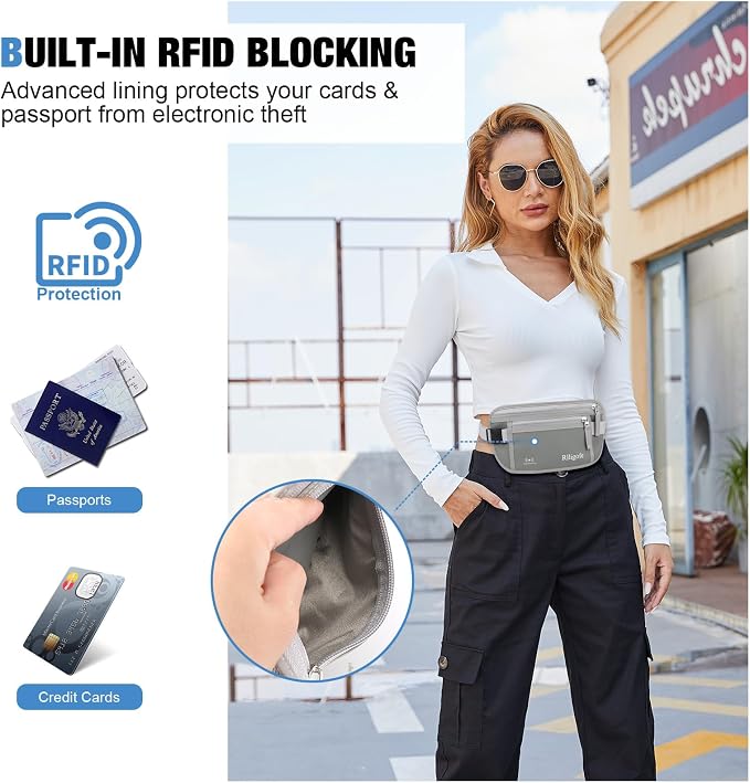 Money Belt for Travel Women and Men Hidden - Slim RFID Blocking Travel Wallet with Secure Anti-Theft Pouch, Passport Holder for Passport, Credit Cards, Cash Under Clothes - Image 3
