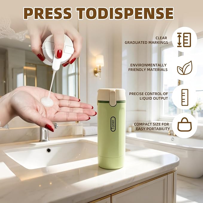 4 in 1 Travel Dispenser Bottle,4 Pack 30ML Travel Bottles for Toiletries, Leak Proof Travel Size Containers (Green) - Image 4