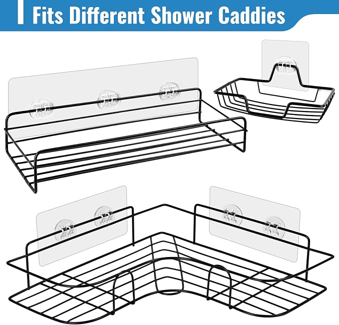 15 Pack Shower Caddy Adhesive Replacement - Strong No Drilling | Shower Shelf Adhesive Hooks for Bathroom Storage Shelves & Kitchen Racks, 3 Sizes Included - Image 5