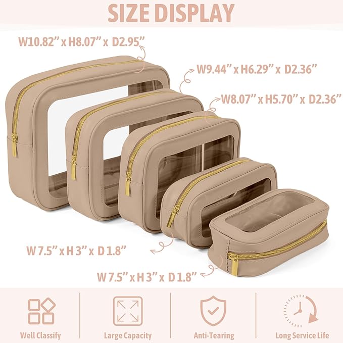 YOPCDJ 5PCS Diaper Bag Organizer Pouch Set, TSA Approved Toiletry Bag，Clear Waterproof TPU Makeup Bag Set Travel Organizer Bags for Women and Kids - Image 3